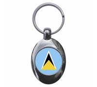 Ozorath St Lucia Flag Keyring with Trolley Coin