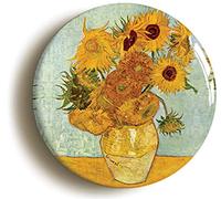 Ozorath SUNFLOWERS BY VINCENT VAN GOGH BADGE BUTTON PIN (Size is 2inch/50mm diameter)