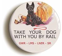 Ozorath Take Your Dog Vintage British Railway Train Button Badge