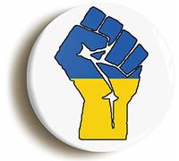 Ozorath UKRAINE SOLIDARITY FIST BADGE BUTTON (Size is 1inch/25mm diameter) UKRAINIAN FLAG