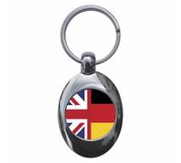 Ozorath United Kingdom Germany Split Flag Keyring Keychain Key Ring Chain With Trolley Coin
