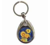 Ozorath Vincent Van Gogh Sunflowers On Blue Keyring | Keychain, Split Ring Attachment, Metal Key Fob, Gift Idea, Present, Novelty, Car, House, Apartment, Flat