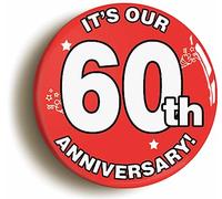 Ozorath WEDDING ANNIVERSARY BUTTON BADGE (Size is 2inch / 50mm diameter) (60th)