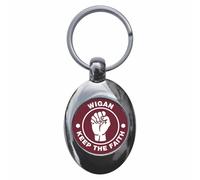 Ozorath Wigan rl Keep The Faith Northern Soul Keyring Keychain Key Ring Chain With Trolley Coin