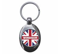 Ozorath Windsor Union Jack Keyring Keychain With Trolley Coin