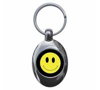 Ozorath Yellow Smiling Face Icon Keyring Keychain Key Ring Chain With Trolley Coin