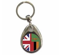 Ozorath Zambia United Kingdom Split Flag Keyring | Keychain, Split Ring Attachment, Metal Key Fob, Gift Idea, Present, Novelty, Car, House, Apartment, Flat