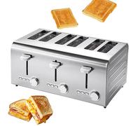 OZPPM 6 Slice Toaster,7 Speed Adjustable Toaster, Auto Pop-Up Stainless Steel Toaster With Removable Crumb Tray,Independent & Extra Wide Slots,Frozen/Cancel/Reheat Function Commercial Toaster