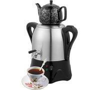 OZPPM Electric Turkish Tea Maker, Electric Samovar with Keep Warm Function, 3L Stainless Steel Teapot and 1L Ceramic Teapot, for Coffee, Scented and Turkish Tea