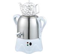 OZPPM Electric Turkish Tea Maker,Electric Turkish Samovar with Keep Warm Function,3L Stainless Steel Teapot And 1L Ceramic Teapot, for Coffee, Scented Tea, Turkish Tea,White