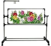 OZPPM Embroidery Stand,Height Adjustable Needlework Floor Frame,Standing Embroidery Lap Table with Wheels,Stainless Steel Cross Stitch Craft Stand for Art Craft Sewing Holder