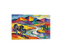 OZPWBVY Abstract Wall Art Painting-Colorful Mountain River Tree-Modern Decoration Picture-Canvas Prints for Living Room Ready to Hang 40x60cm16x24in Wrapped Canvas