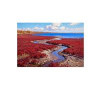 OZPWBVY Autumn Landscape Canvas Wall Art Picture-Red Grass River-Fall Nature Prints for Living Room Bedroom Office Home Decor 31x47in80x120cm Unframed