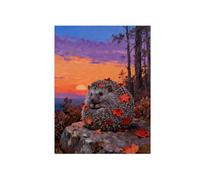 OZPWBVY Autumn Wall Art Picture-Tree Fallen Leaves Hedgehog Landscape Canvas Prints-Animal Painting for Living Dining Room Farmhouse Decor 70x90cm27x35in Unframed