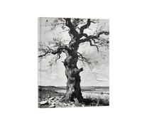 OZPWBVY Black and White Print Landscape Picture-Lonely Tree 3-Abstract Canvas Wall Art Painting for Living Room Ready to Hang 24x31in60x80cm Wrapped Canvas