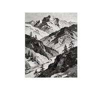 OZPWBVY Black and White Print Landscape Picture-Mountain Tree-Abstract Canvas Wall Art Painting for Living Room Home Decor 27x33in70x85cm Unframed