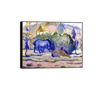 OZPWBVY Canvas Prints Painting-Famous Wall Art Picture-Horses at Pasture-Black Frame Poster for Living Room Bathroom Home Decor 80x105cm31x41in
