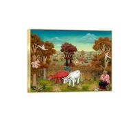 OZPWBVY Canvas Wall Art Famous Painting Reproduction-Gold Frame Pictures for Living Room-Farmer and Cows-Decor Poster and Prints 40x50cm16x20in
