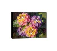 OZPWBVY Flowers Wall Art Painting-Vintage Decoration Picture-Purple and Pink Flowers-Black Frame Canvas Prints for Living Room 90x117cm35x46in