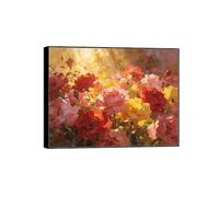 OZPWBVY Flowers Wall Art Painting-Vintage Decoration Picture-Red and Yellow Roses-Black Frame Canvas Prints for Living Room 90x117cm35x46in