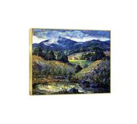 OZPWBVY Gold Frame Canvas Prints Ready to Hang-Landscape Wall Art Painting-Approaching Storm-Modern Living Room Bedroom Home Decor Picture 90x108cm35x42in