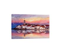 OZPWBVY House Clouds Landscape Canvas Prints Ready to Hang 60x90cm Wrapped Canvas