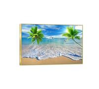 OZPWBVY Landscape Canvas Prints-Nature Wall Art Modern Picture-Sea Waves Beach Bridge-Gold Frame Poster for Bathroom Home Decor 60x90cm24x35in