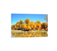 OZPWBVY Landscape Canvas Prints Painting-Autumn Tree Lake-Nature Wall Art Picture-Poster for Living Room Decor Ready to Hang 70x105cm27x41in Wrapped Canvas