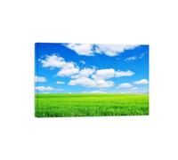 OZPWBVY Landscape Canvas Prints Painting-Green Field Clouds-Nature Wall Art Picture-Poster for Living Room Decor Ready to Hang 70x105cm27x41in Wrapped Canvas