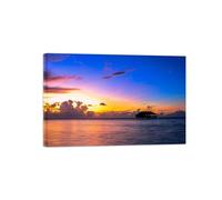 OZPWBVY Landscape Canvas Prints Painting-Sea Sunset Clouds-Nature Wall Art Picture-Poster for Living Room Decor Ready to Hang 20x30cm8x12in Wrapped Canvas