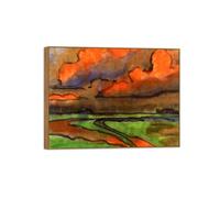 OZPWBVY Landscape Canvas Prints Ready to Hang-Famous Wall Art Painting-Marsh under Red Clouds-Modern Home Decor Wood Frame Picture 60x80cm24x31in