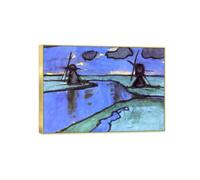 OZPWBVY Landscape Canvas Prints Ready to Hang-Famous Wall Art Painting-Two Mills-Modern Home Decor Gold Frame Picture 80x115cm31x45in