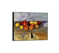 OZPWBVY Still Life Canvas Wall Art Picture-Black Frame Paintings for Living Room Bedroom-Apples and Biscuits-Vintage Kitchen Decor 30x35cm12x13in