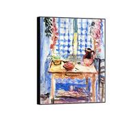 OZPWBVY Still Life Canvas Wall Art Picture-Black Frame Paintings for Living Room Bedroom-Table in Kitchen-Vintage Kitchen Decor 30x40cm12x16in