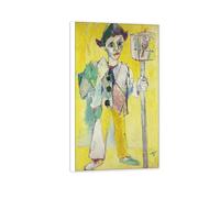 OZPWBVY White Frame Canvas Prints Ready to Hang-Famous Wall Art Painting-Man with Three Birds-Modern Living Room Bedroom Home Decor Picture 40x70cm16x27in