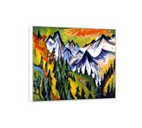 OZPWBVY White Frame-Famous Canvas Wall Art Painting-Pictures for Home Decoration-Mountain Peaks-Poster and Prints 40x45cm16x17in