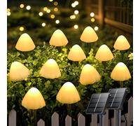 OZS 2PK 32LED 42FT Mushroom Solar Lights Outdoor Waterproof, LED Solar String Lights with 8 Lighting Modes, Garden Decor for Outside, Pathway Light for Fence, Patio, Yard (Warm White)