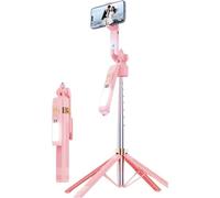 OZSSD Auto Face Tracking Tripod, 360° Rotation Phone Holder, No App, Smart Shooting Camera Mount, Built-in Tracking Camera Selfie Stick for Vlog Video Recording (Regular Edition),Pink