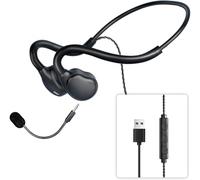 OZSSD Open Ear Headphones,USB Headset with Microphone for PC,Long Wear,Noise Cancelling Wired Headphone Premium Stereo Sound for Laptop, Skype, Ms Teams, Zoom, Webinar