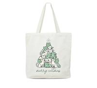 OZTEMETY Christmas Canvas Tote Bag, Merry Catmas Tree Totes Bag, Xmas Gifts For Women, Holiday Reusable Grocery Shopping Gifts Bags With Handles -66