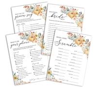 OZTEMETY Fall Bridal Shower Games Set, Fall in Love Wedding Games, Who Knows Bride Best, What's On Your Phone, Boho Bridal Shower Decorations, 50 Cards for 25 Guests (02)