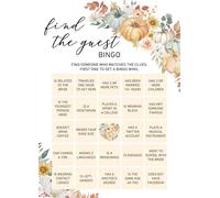 OZTEMETY Find The Guest Bingo Bridal Shower Games, Fall in Love Wedding Party Game Cards, Autumn Pumpkin Bachelorette Party Games, Boho Bridal Shower Decorations, 25 Cards (09)