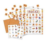 OZTEMETY Happy Fall Pumpkin Bingo Card Game, Autumn Bingo Game for Adults, Thanksgiving Party Supplies, Favors, Decorations, Thanksgiving Gift, Thanksgiving Party Games, 24 Players Bingo Game, D02