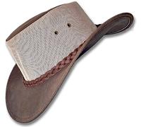 Oztrala HAT HL34 Suede Leather Mesh Australian Breezer Cowboy Golf Outback Summer Aussie Western Fishing Gardening Sun Men Women Kids Black Brown Tan Bush Chiller Kalista Breeze (Brown, L)