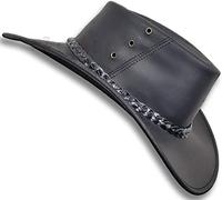 Oztrala Oiled Kangaroo Leather Hat Cowboy Outback Mens Black Jacaru Australian HLK2 UK (Black, L)