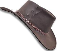 Oztrala Oiled Kangaroo Leather Hat Cowboy Outback Mens Black Jacaru Australian HLK2 UK (Brown, ML)
