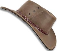Oztrala Oiled Kangaroo Leather Hat Cowboy Outback Mens Black Jacaru Australian HLK2 UK (Khaki, M)