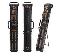 Oztwel 2x4 Pool Cue Case, Hard Pool Cue Case, Billiard Cue Case with Stand, Billiards Accessories Holds 2 Cue Butt and 4 Cue Shafts (Black Embroidery)