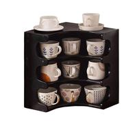 OZTYSGXM 3 Tier/4 Tier Open Mug Rack, Bamboo Kitchen Cafe Cup Organizer Rack - Right Angle Storage, Suitable for Living Room Office,3 Tier,Black