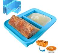 Ozwen 2 Cup Large Ice Cube Silicone Freezing Tray with Lid, Easy Meal Prep Thanks to Soup Freezers Food Cubes Container, Freezer Moulds and Food Storage for Soup&Sauce&Broth&Leftovers (1-Pack, Blue)